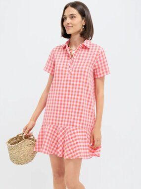 BNWT Tuckernuck Orange and Pink Seersucker Short Sleeve May Dress